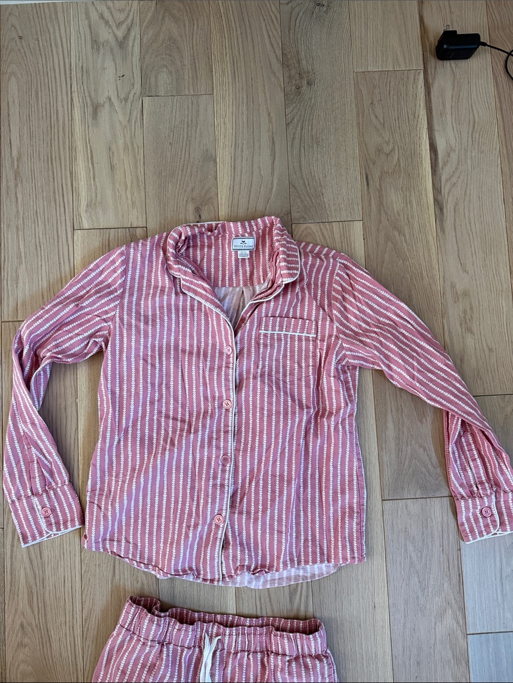 Women's Pink Stripe Pajama Set - Classic Button-Up Top & Drawstring Pants - Picture 5 of 8